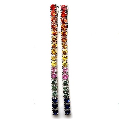 Handgefertigte 925 Sterlingsilber Ohrringe Fancy Color Saphir Hänger