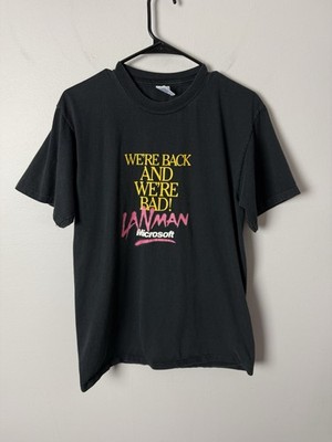 Vintage Microsoft LAN Manager Men's M Black 80s 90s Shirt Computer Tech
