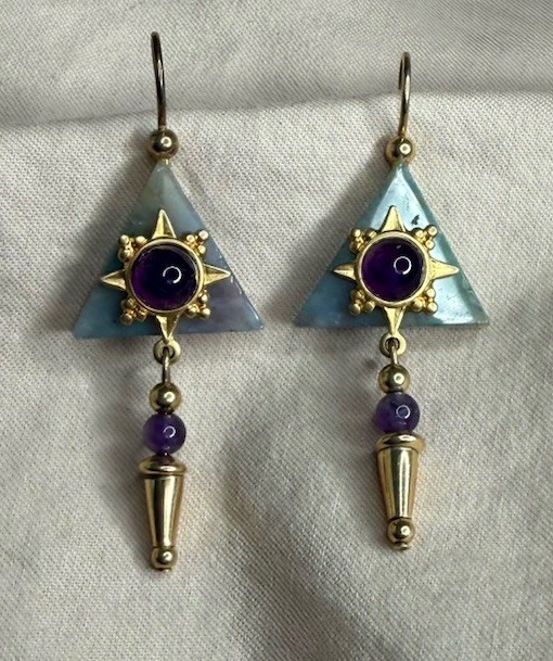 Vintage Unique Dangle Drop Triangular Pyramid Sha… - image 8