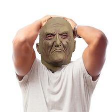 Realistic Bald Old Man Mask Latex Hood Cover Adult Halloween Costume Headgear