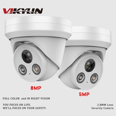 VIKYLIN 5MP 8MP Dual Light Turret IP Camera Full Color IR Switch MIC 4K IP67 POE