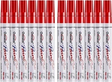 Lesun Red Paint Pens - 12 Pack Waterproof Oil-Based Paint Pen
