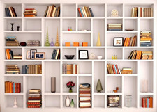 7X5Ft Fabric White Bookshelf Backdrop Library Modern Office Bookcase Backdrop Ho