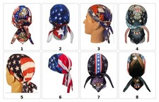 American Flag Eagle Patriotic Bandana Dorag Skull Cap Biker Durag Head Wrap Doo