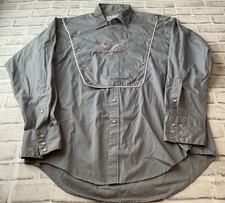 Tru West Rockmount Ranch Wear Snap Gray Western Rodeo Shirt-Size 17 35 VTG