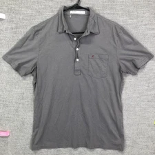 Criquet Polo Shirt Mens Large Gray Slim Fit Chest Pocket Golf Casual Preppy