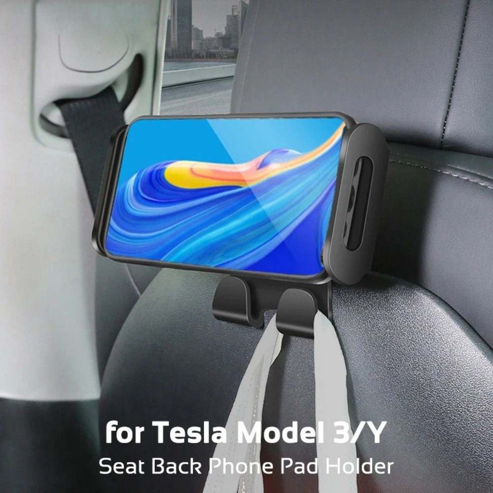 with 2 Hooks Back Seat Phone Holder Mount Tablet PC Stand for Tesla Model 3/Y