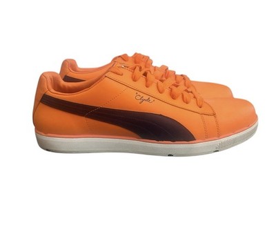 Puma PG Clyde Golf Shoes Spikeless Orange Navy Leather Size 13 Ricky Fowler