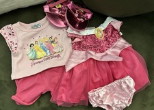 Build A Bear Princess Outfits: Sparkly Dress, Shorts Shirt, Undies, Pink Sandals