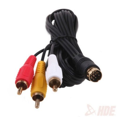 6ft 9 pin Audio Video AV Cable For Sega Saturn A/V RCA Connection Cord 1.8m