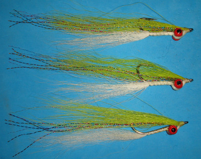 FLY FISHING FLIES - Chart/White CLOUSER DEEP MINNOW size #2/0 (3 pcs.)