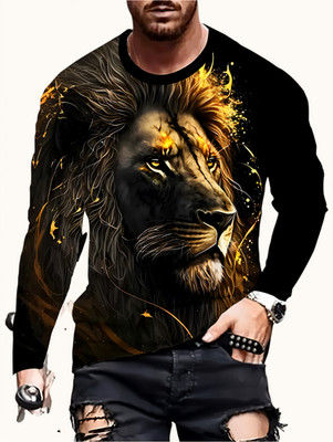Golden Lion Longshirt 2-seitig Sweatshirt schwarz Unisex Löwe Streetwear L