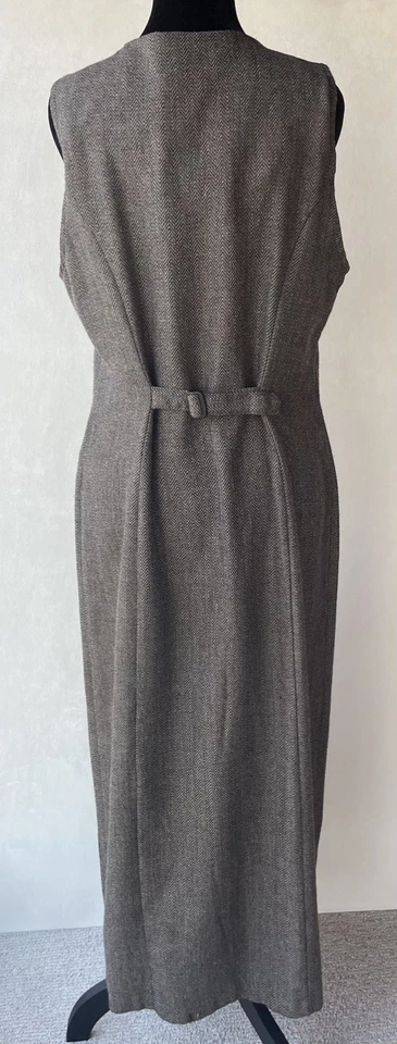 Maxi Vestido De Colección Worthington Marrón Espiga A Medida Con Botones 10 Academia  Foto 3 de 4