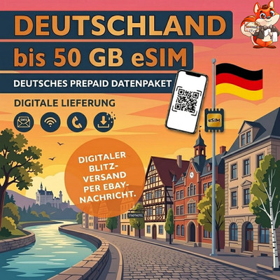 eSIM Germany Germany Prepaid SIM Card 1-50GB 5G LTE Data QR Immediate Shipping