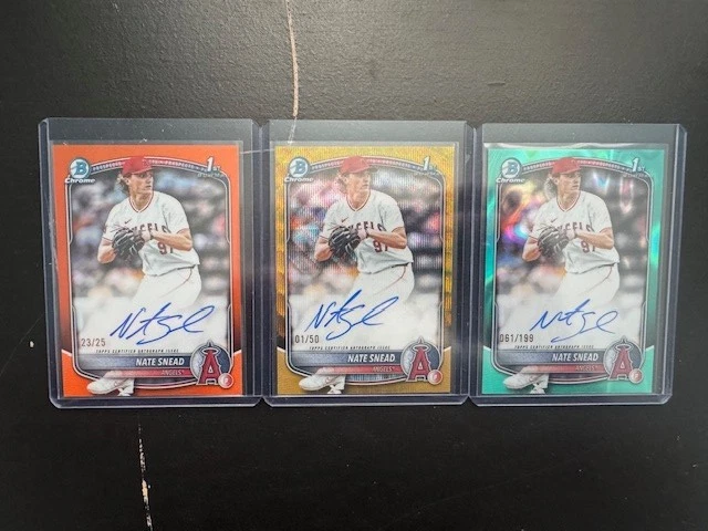 2025 Bowman Draft - Nate Snead Auto Orange /25, Gold Wave /50, Aqua Wave /199