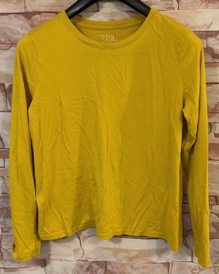 Time & Tru Yellow Long Sleeved Shirt. Size: L (12-14). 100% Pima Cotton.