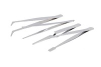 Pinzetten-Set 4-Tlg Modellbau Basteln Kreuz Flach Spitze Gerade Gebogen