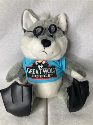 Vtg 1994 Great Wolf Lodge plush timber Petting Zoo tee shirt scuba gear flipper