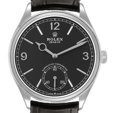 Rolex 1908 White Gold Black Dial Mens Watch 52509 Box Card