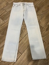 Vintage 90s Levi's 501 Made in USA Light Wash Straight Leg Button Fly Jeans 34x3