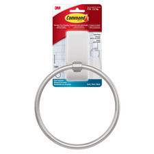 Command Towel Ring Removable : 1 ring Satin Nickel 