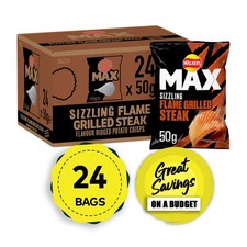 Walkers Max Crisps Sizzling Flame Grilled Steak Flavour 24 x 50g