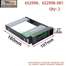 X2 652998-001 3.5" LFF Hard Drive Caddy for HPE ML30 ML310e ML350e Gen8 Gen9 US