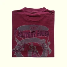 VTG 90s MILITARY RODEO USA MADE MURINA COTTON RED DISTRESSED T SHIRT 1997 SZ L