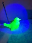 Vintage Fenton uranium glass bird of happiness satin lime green GLOWS art glass
