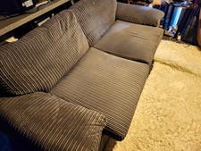 Grey Jumbo Cord Corduroy 3 Seater Sofa, Removable Cushions, Pad Arms 210cm