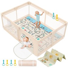 Baby Playpen with Mat 79x71inch - Extra Large Play Pen for Babies and Toddlers