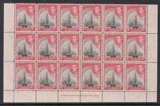 Bermuda: GVI One Penny UMM Marginal Imprint Block of 18, Line Perf, 1938