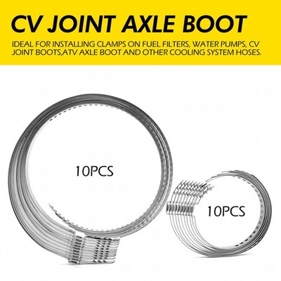 20 Pcs Universal Adjustable Axle CV Joint Boot Crimp Clamps Small Large Kits EAC