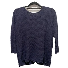 Jules & Leopold Navy Blue Womens Medium Textured Button Back Tunic Sweater