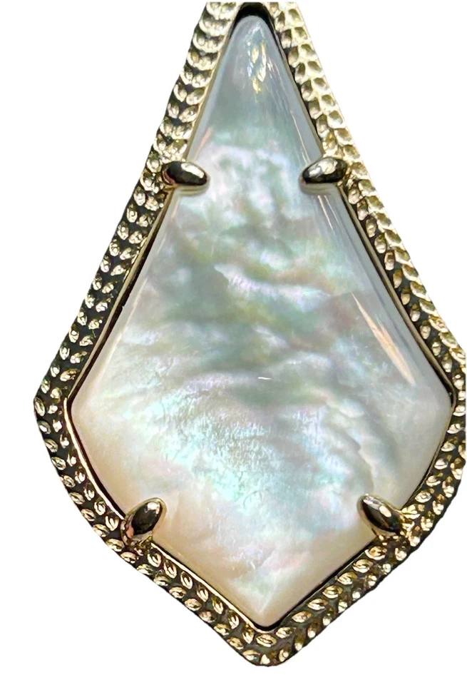 Kendra Scott Kite Drop Earrings 14K GP White Mother-of-Pearl; 1 7/8″ Retired - Image 4 of 4