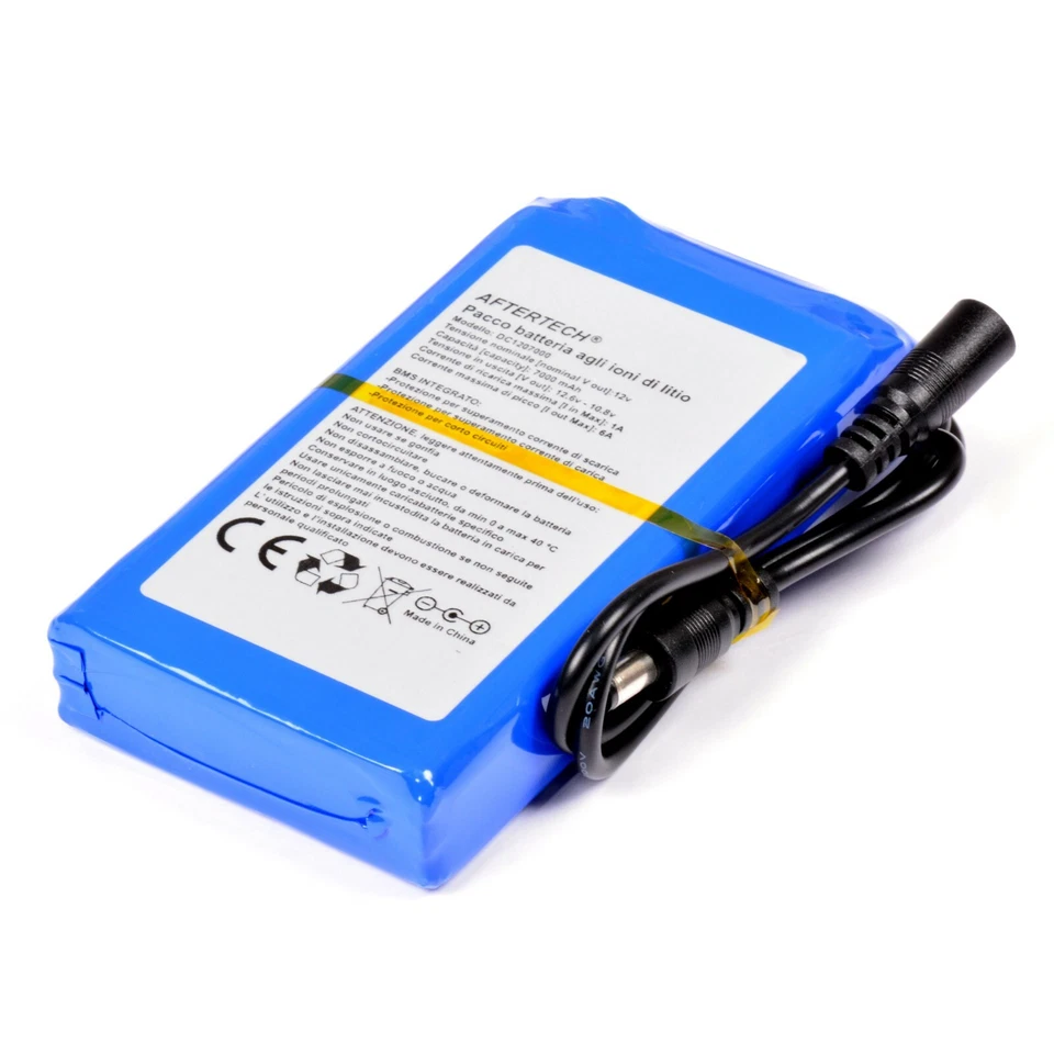 PACCO BATTERIA 12 VOLT 7000mAh 7Ah 12V RICARICABILE LITIO 130x65x24mm F2D4 - Immagine 2 di 4