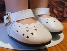 White Baby Heart Cut Shoes - that fit 14.5" Dolls Such As Wellie Wishers - #1446
