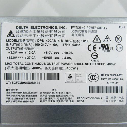 HP DL320 G6 SERVER 400W NON HOT PLUG PSU 536403-001 - Zdjęcie 2 z 2