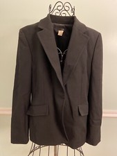 J Crew 10 Black Blazer Hidden Button 100 Wool Career Jacket