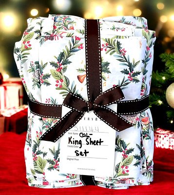 Pottery Barn 12 Days of Christmas CAL KING SHEET SET 4 Pc. Set - NEW *READ BELOW