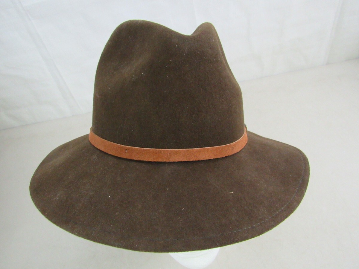 Vintage Eddie Bauer Lite Felt 100% Wool Brown Fedora Hat  display picture 2