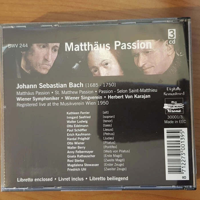 HERBERT VON KARAJAN JS Bach Matthäus Passion  EX/EX(3CD) - Bild 4 von 4