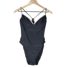 Vintage 90s Victoria's Secret One Piece Swimsuit 36B S M Underwire Silver Piping