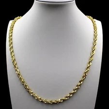 10K Yellow Gold 6mm 22" Diamond Cut Rope Chain Link Necklace Mens Womens