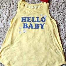 Isabel Maternity: "Hello Baby" Tank-Top, Size Womens S, Color Yellow, NWT