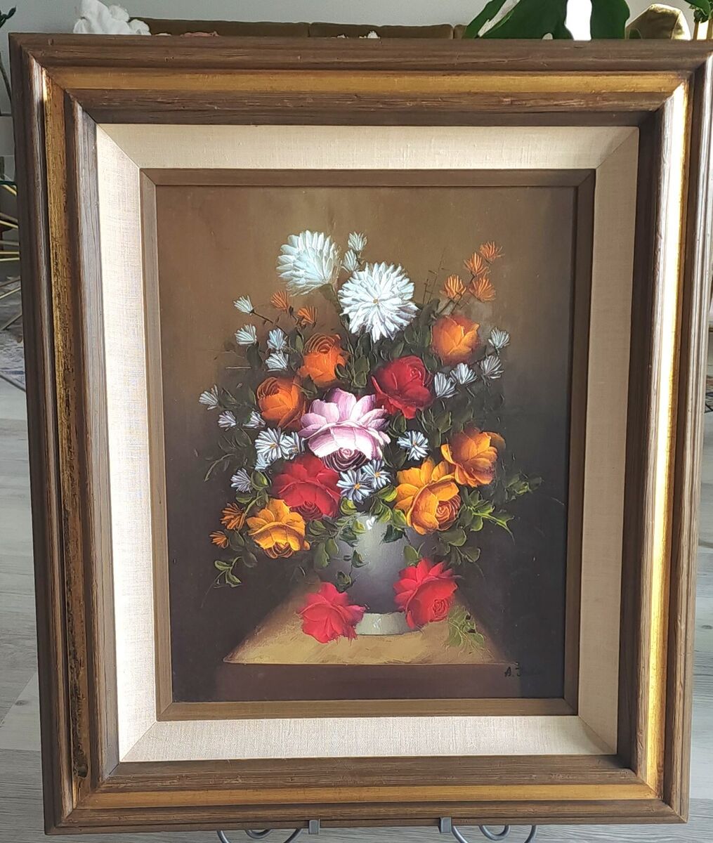 Vintage Original Floral Arrangement Oil Painting Vintage Original Floral Arrangement Oil Painting