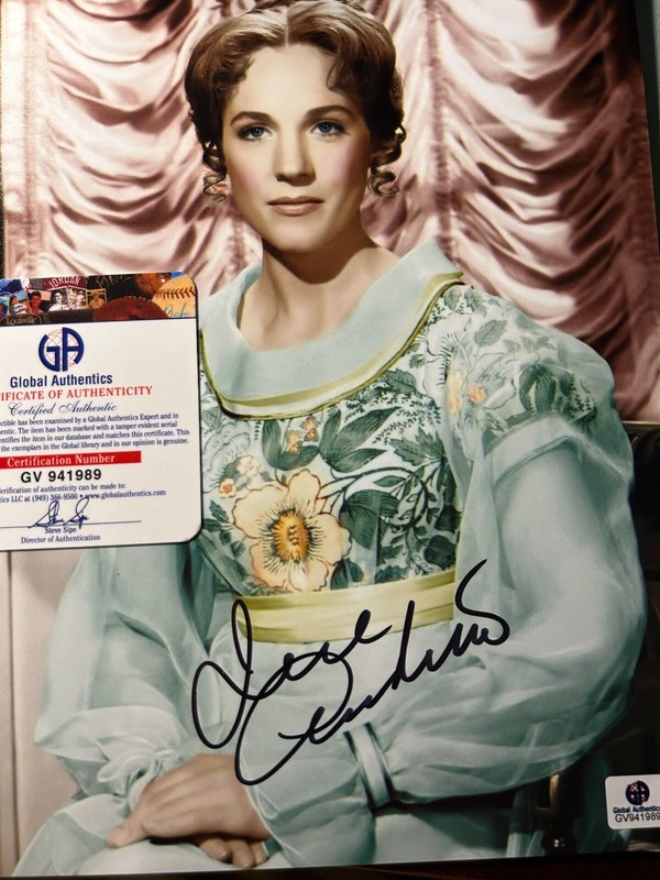 Julie Andrews Signed 8x10 Color Photograph COA/ LOA issued by Global Authentics