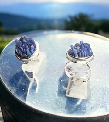 Kyanite Silver Ring, adjustable band, hand crafted