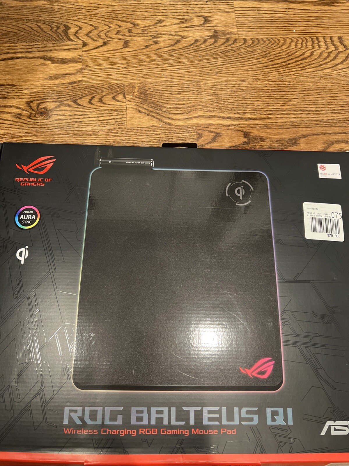 ASUS ROG Balteus Qi Vertical Gaming Mouse Pad with Wireless Qi Charging Zone-image