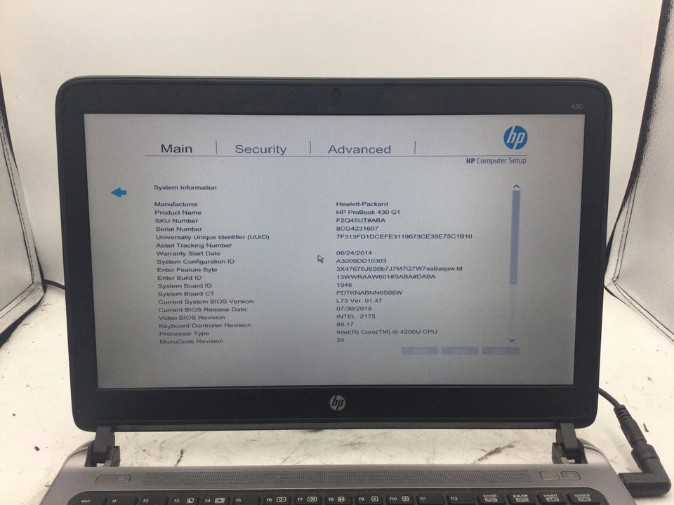 HP PROBOOK 430 G1 - BOOTS TO BIOS - INTEL I5 4200 - NO RAM - 13" - READ DESC-BB - Image 2 of 4